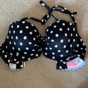 Black poka dot bikini top